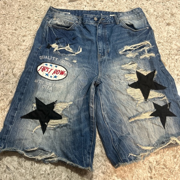 17/21 Exclusive Denim Blue Jean Shorts with Black Stars